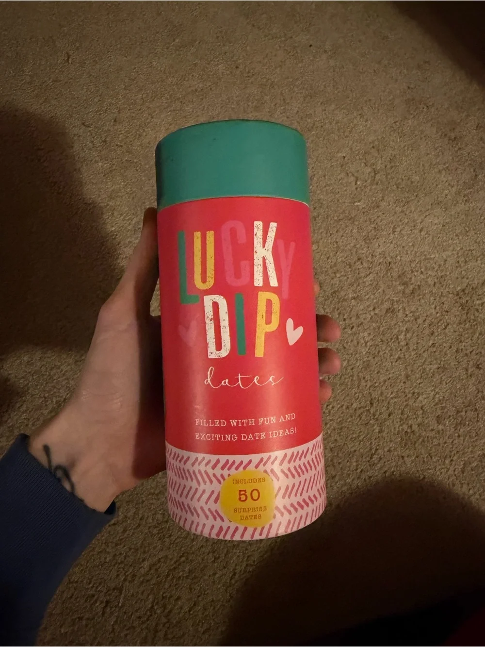 Lucky Dip Dates Canister — Pink & Teal